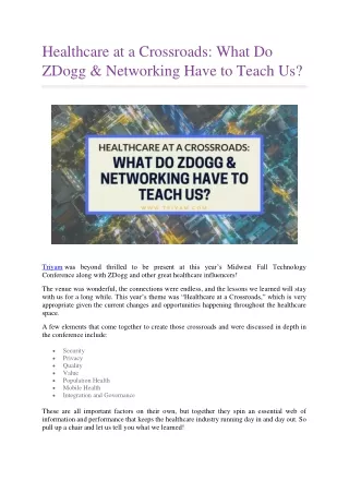 healthcare at a crossroads what do zdogg