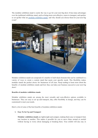 Why should you choose modular exhibition stands for the show_.docx