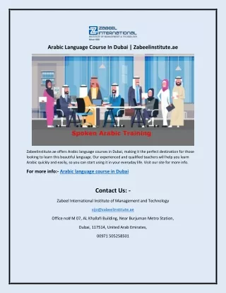 Arabic Language Course In Dubai | Zabeelinstitute.ae