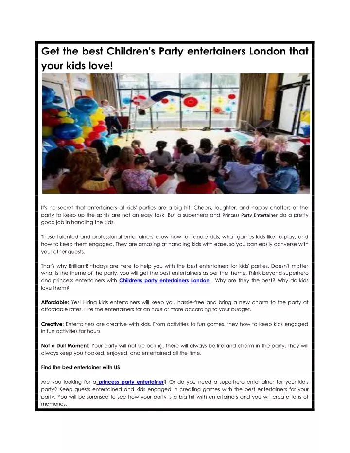 get the best children s party entertainers london