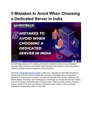 5 mistakes to avoid when choosing a dedicated