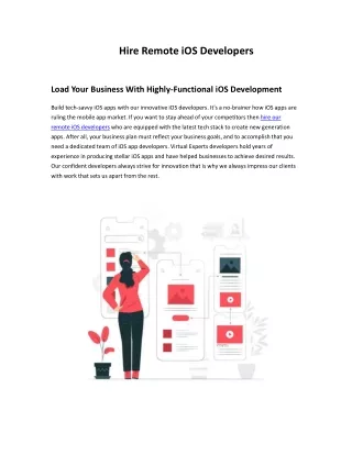 Hire Remote IOS Developers | Virtual Experts