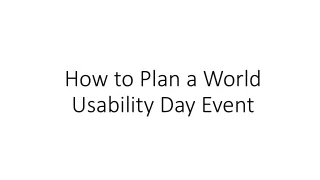 How to Plan a World Usability Day Event