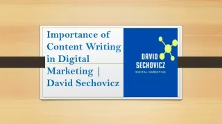 Importance of Content Writing in Digital Marketing | David Sechovicz