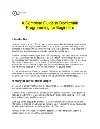 A Complete Guide to Blockchain Programming for Beginners