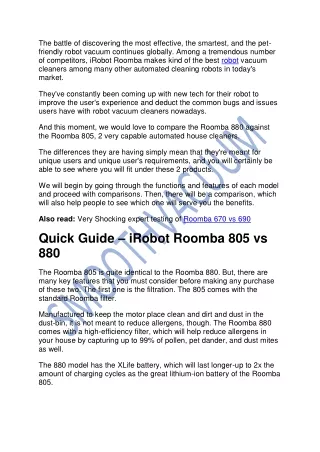 Roomba 880 or 805