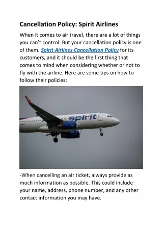 cancellation policy spirit airlines