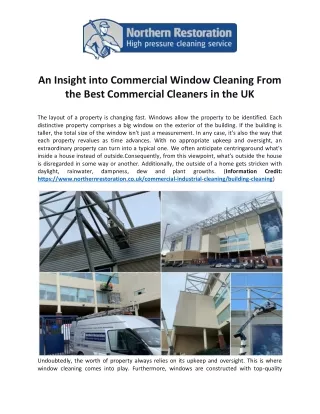 An Insight into Commercial Window Cleaning From the Best Commercial Cleaners in the UK