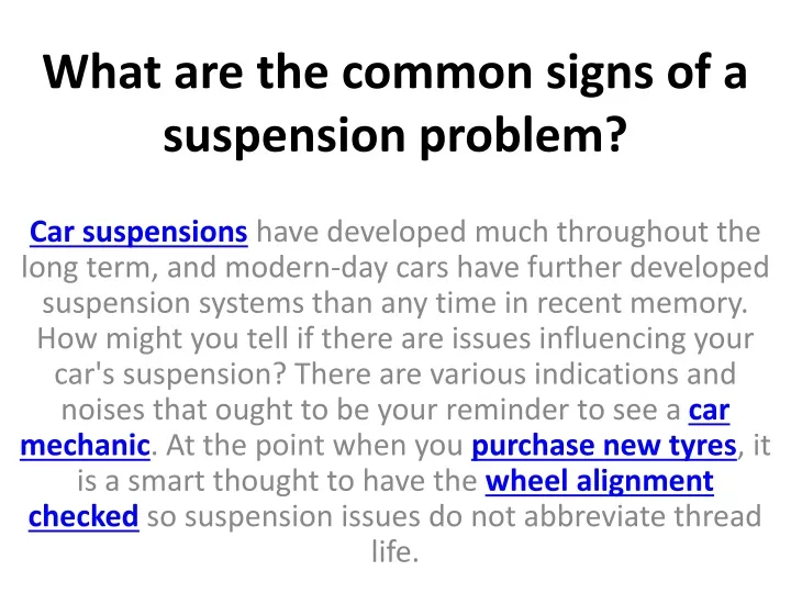 what are the common signs of a suspension problem