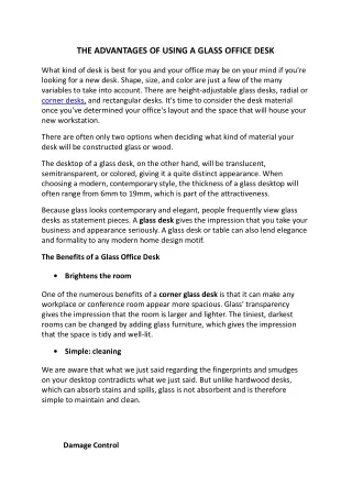 the advantages of using a glass office desk