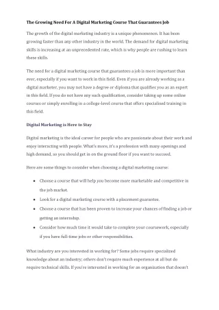 the growing need for a digital marketing course