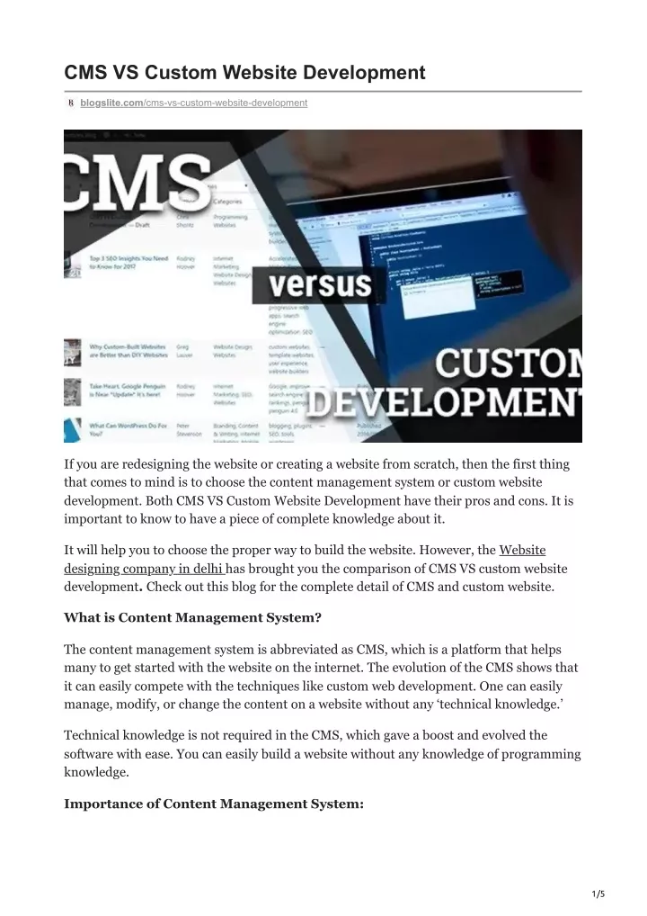 cms vs custom website development