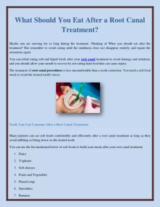 what should you eat after a root canal treatment