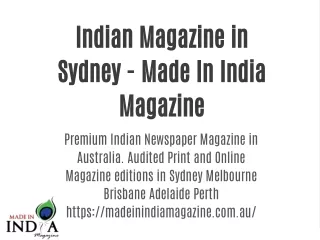Indian Magazine in Sydney - Made In India Magazine