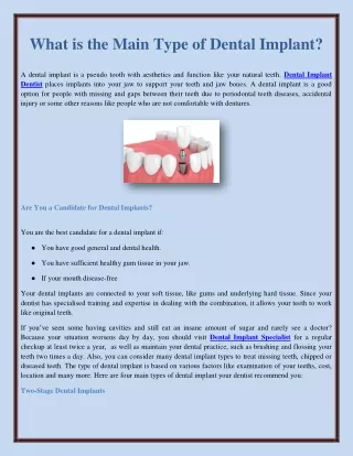 what is the main type of dental implant