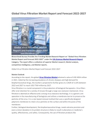 global virus filtration market report