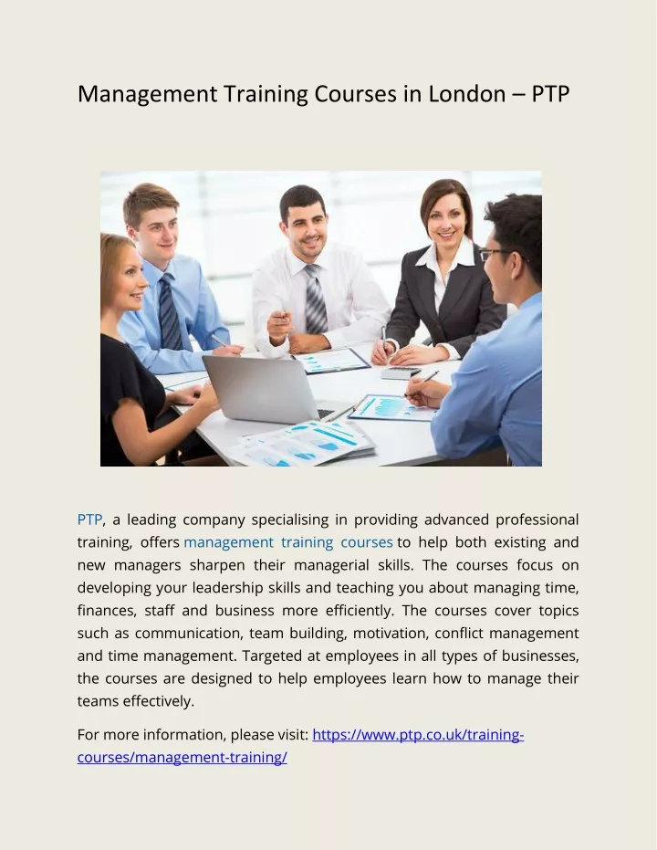 management training courses in london ptp