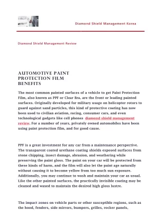 Automotive Paint Protection Film Benefits