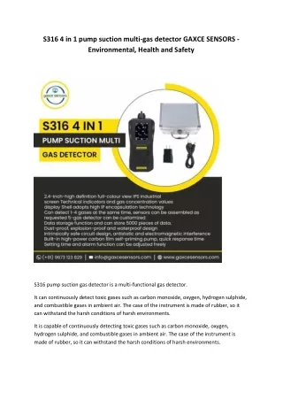 s316 4 in 1 pump suction multi gas detector gaxce