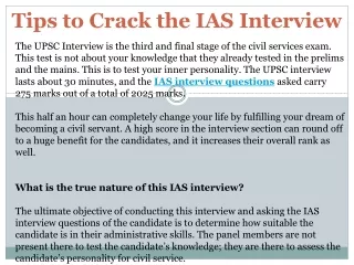 tips to crack the ias interview