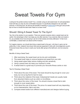 Sweat Towels For Gym