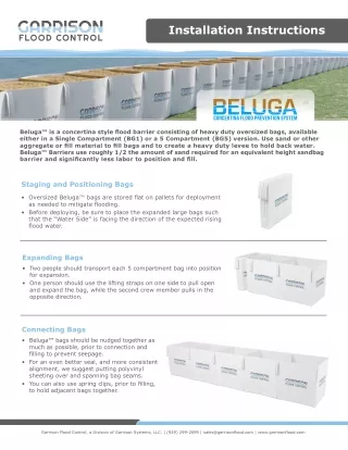 Garrison Flood Control - Beluga Oversized Sand Filled Barriers - Install Guide