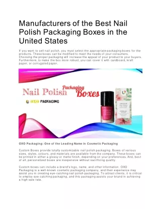 Manufacturers of the Best Nail Polish Packaging Boxes in the United States