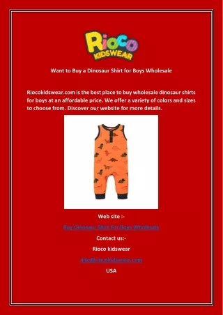 Want to Buy a Dinosaur Shirt for Boys Wholesale