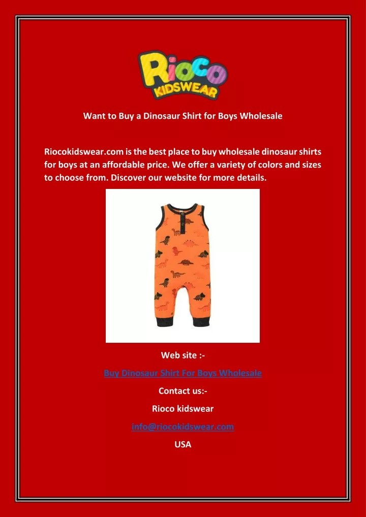 want to buy a dinosaur shirt for boys wholesale