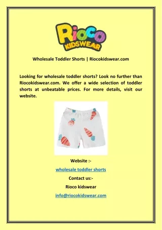 Wholesale Toddler Shorts Riocokidswear