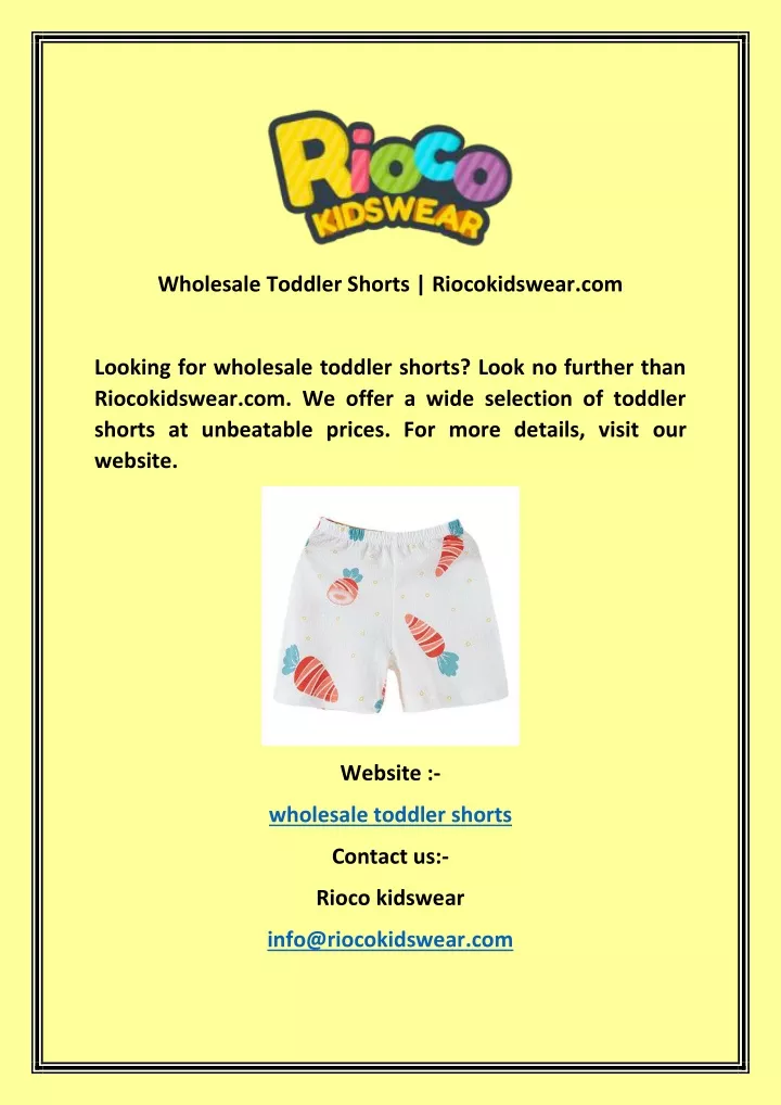wholesale toddler shorts riocokidswear com
