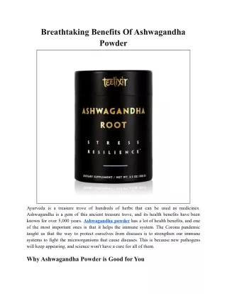 What are the Skin Benefits of Ashwagandha Powder