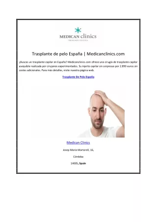Trasplante de pelo España | Medicanclinics.com