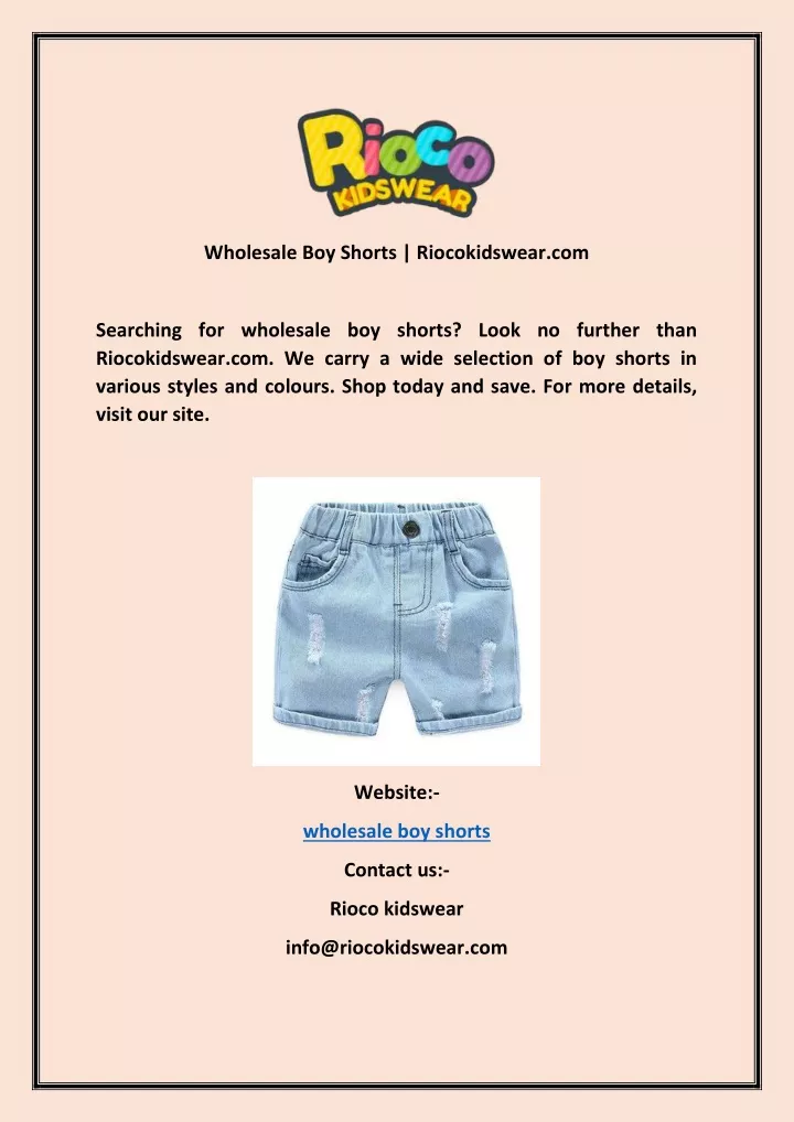 wholesale boy shorts riocokidswear com
