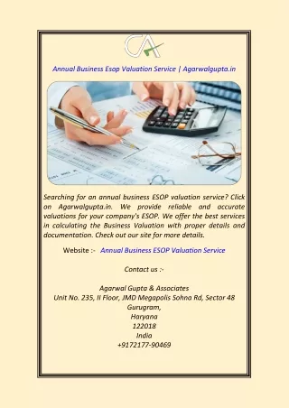 Annual Business Esop Valuation Service Agarwalgupta.in