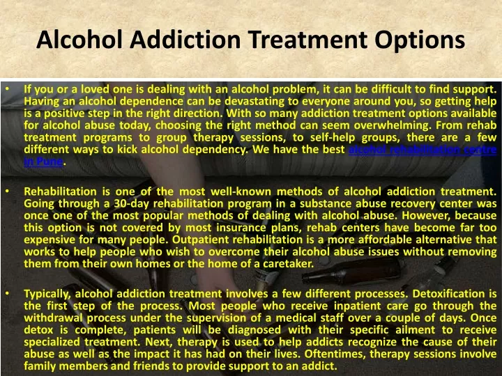 alcohol addiction treatment options