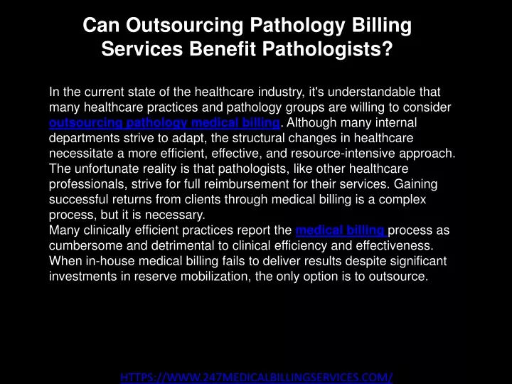 can outsourcing pathology billing services