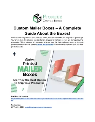 Custom Mailer Boxes – A Complete Guide About the Boxes!
