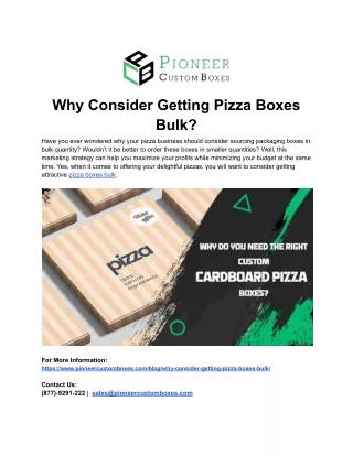 Why Consider Getting Pizza Boxes Bulk_