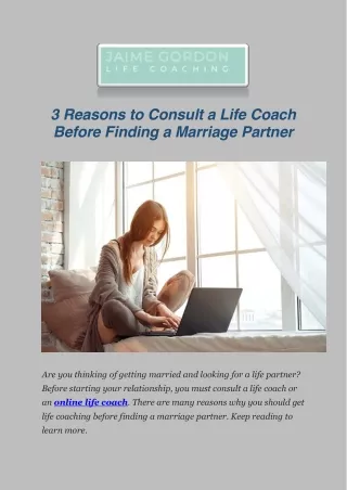 3 Reasons to Consult a Life Coach Before Finding a Marriage Partner