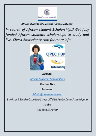 African Students Scholarships  Amasolontv