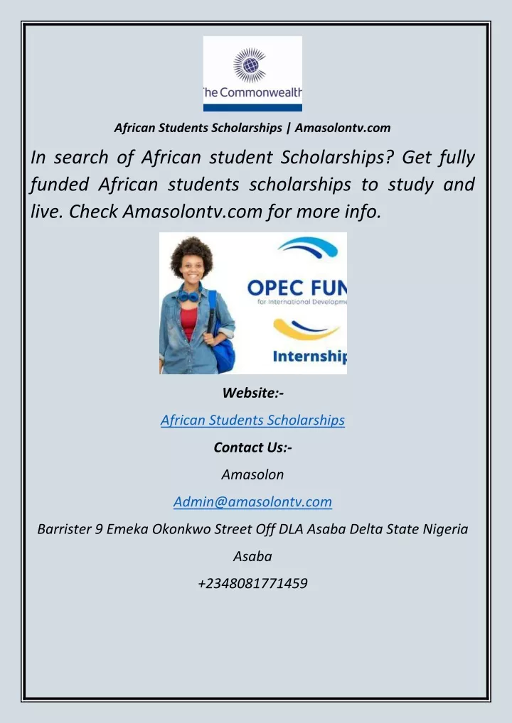 african students scholarships amasolontv com