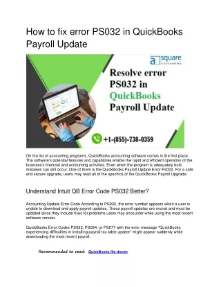 how to fix error ps032 in quickbooks payroll