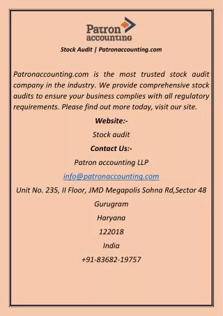 stock audit patronaccounting com