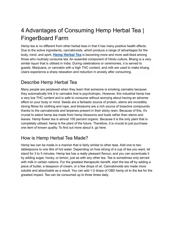 4 advantages of consuming hemp herbal
