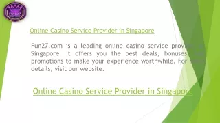 online casino service provider in singapore