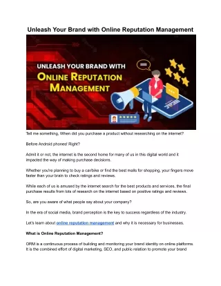unleash your brand with online reputation