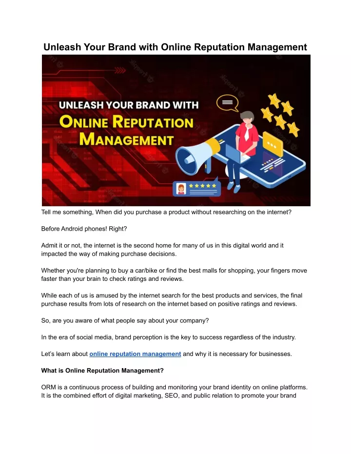 unleash your brand with online reputation