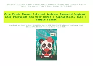 (Download) Cute Panda Themed Internet Address Password Logbook Keep Passwords and User Names  Alphabetical Tabs  Simple