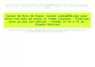 textbook$ Carnet de Mots de Passe Carnet alphabÃƒÂ©tique pour noter vos mots de passe et codes internet - Pratique pour